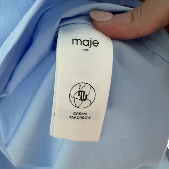Maje Blue Embellished Button-Up Shirt